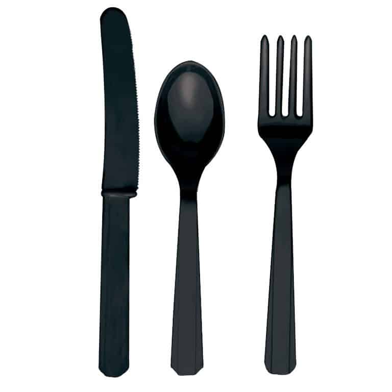 Thick black dinner set 4 * 1 (spoon + fork + knife – napkin) 500 pieces